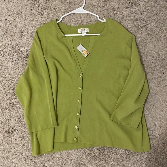 Talbots lime green cardigan - Picture 3 of 5